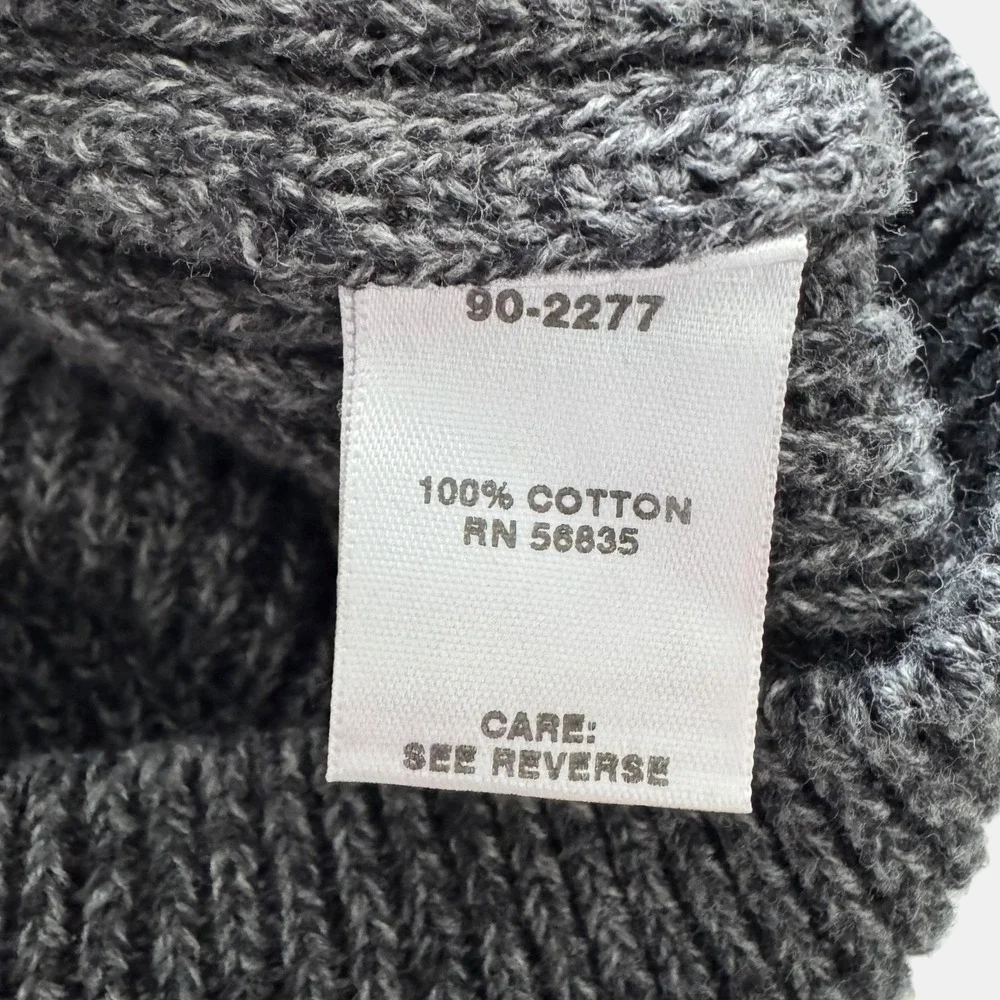 Cabelas Mens 2XL Grey Cotton Chunky Knit Henley Sweater Pullover‎ fisherman